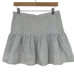 J. Crew Esplanade Eyelet Mini Skirt Blue White‎ Stripe Seersucker Flare 6
